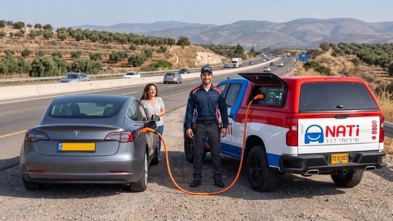 טעינה ניידת לרכב חשמלי תקוע